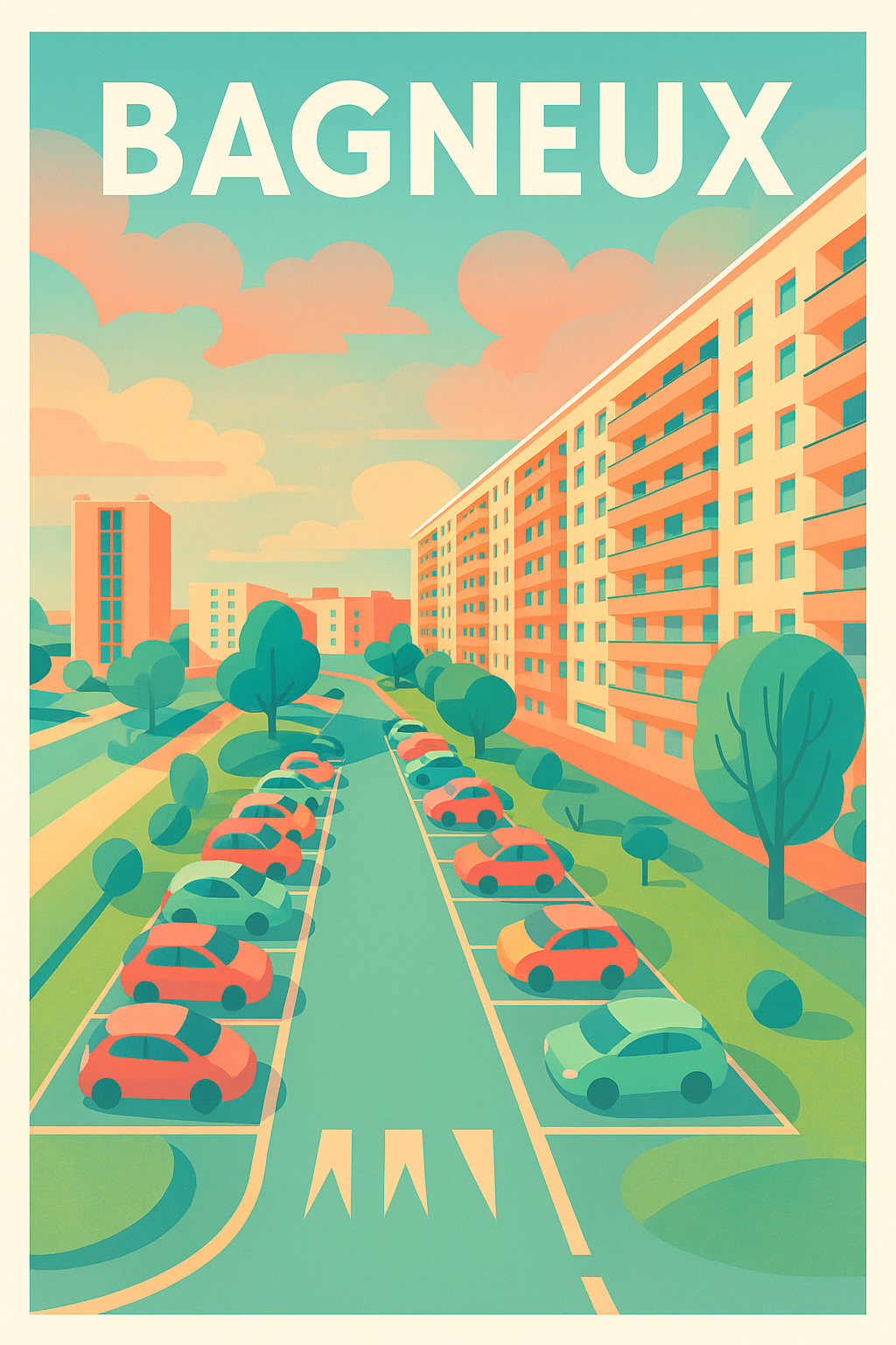 Affiche Bagneux — Élégance urbaine revisitée · poster d'art de Bagneux