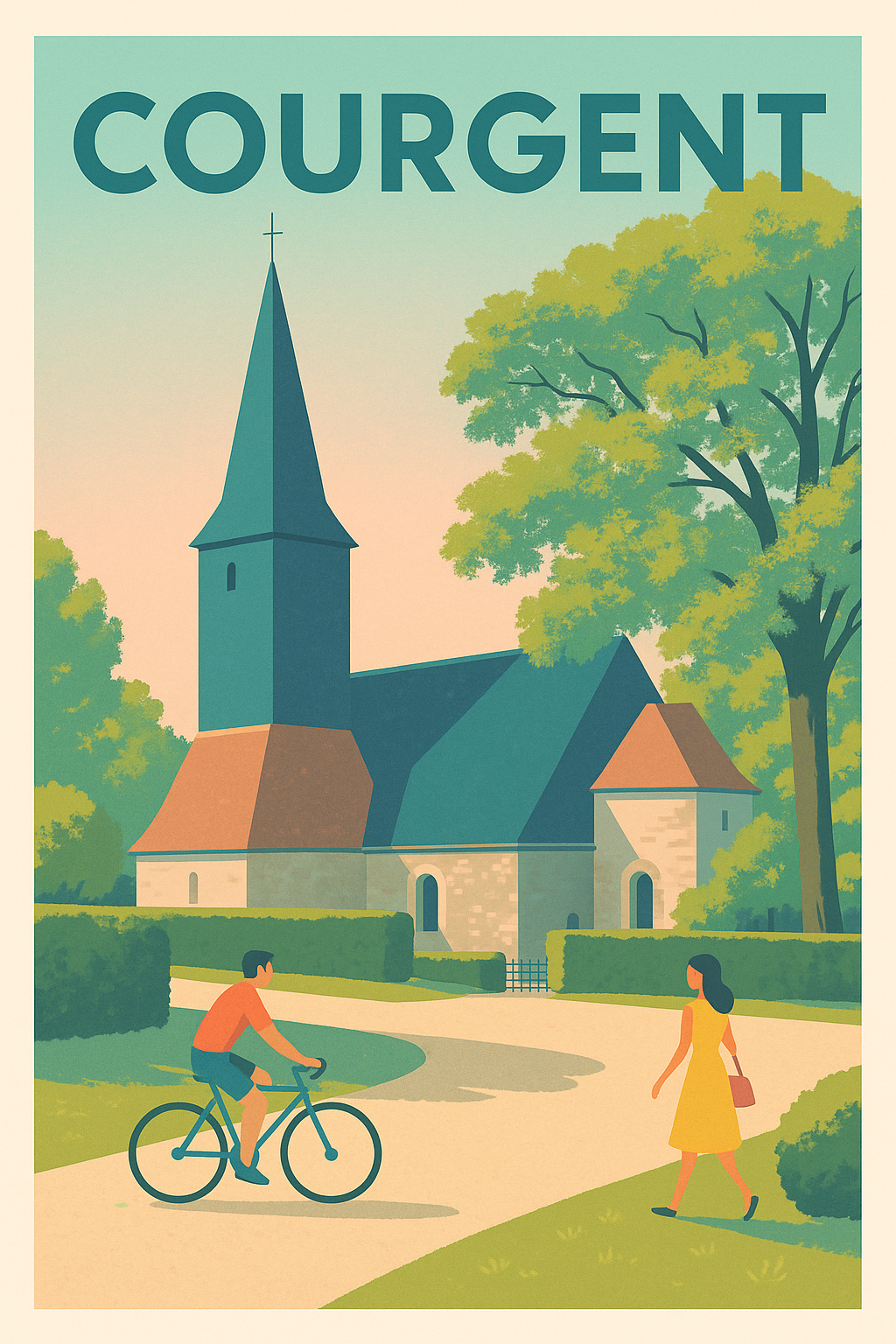 Affiche de Courgent - Sérénité et douceur de vivre au cœur du village