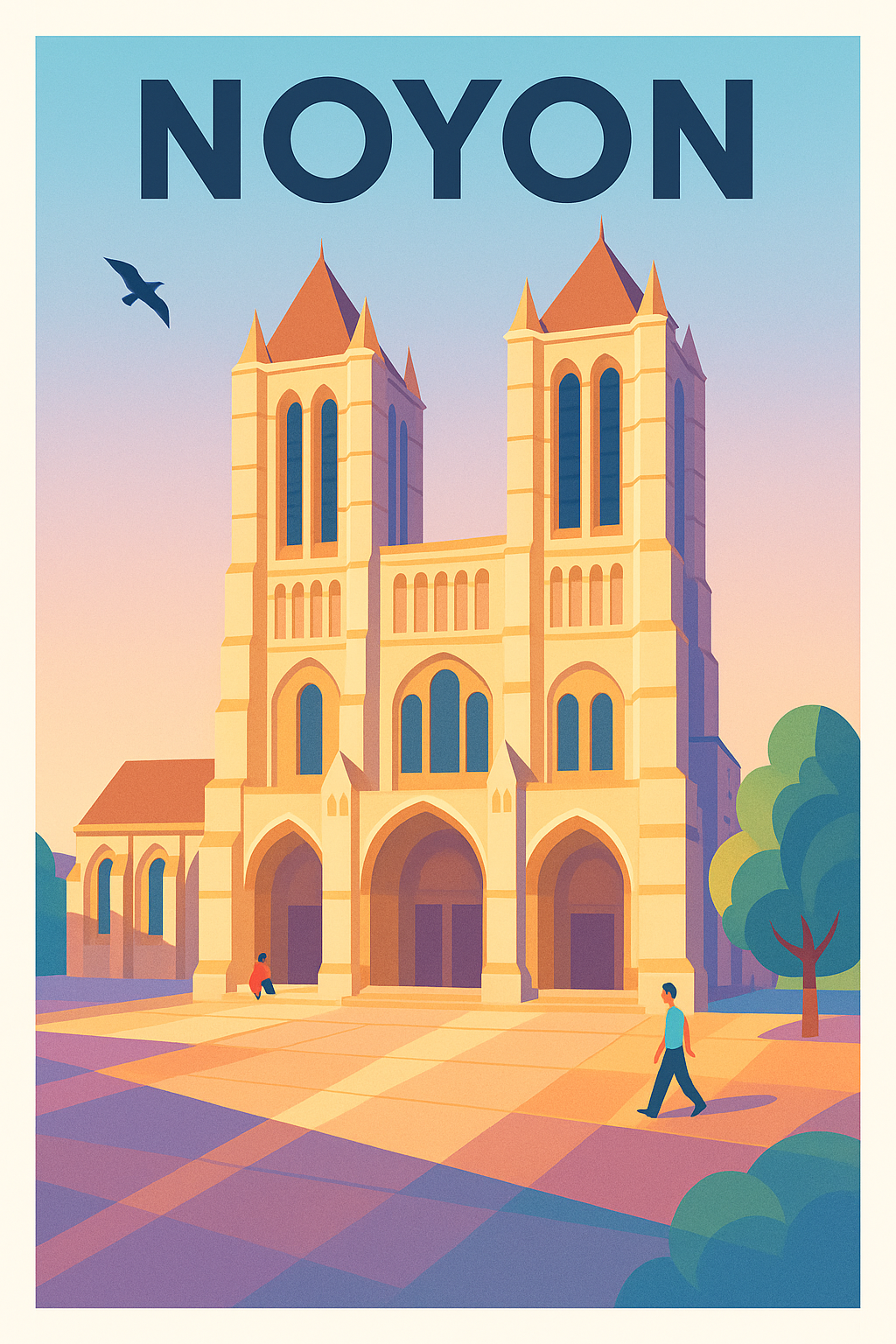 Affiche de Noyon - Splendeur gothique au coucher du soleil