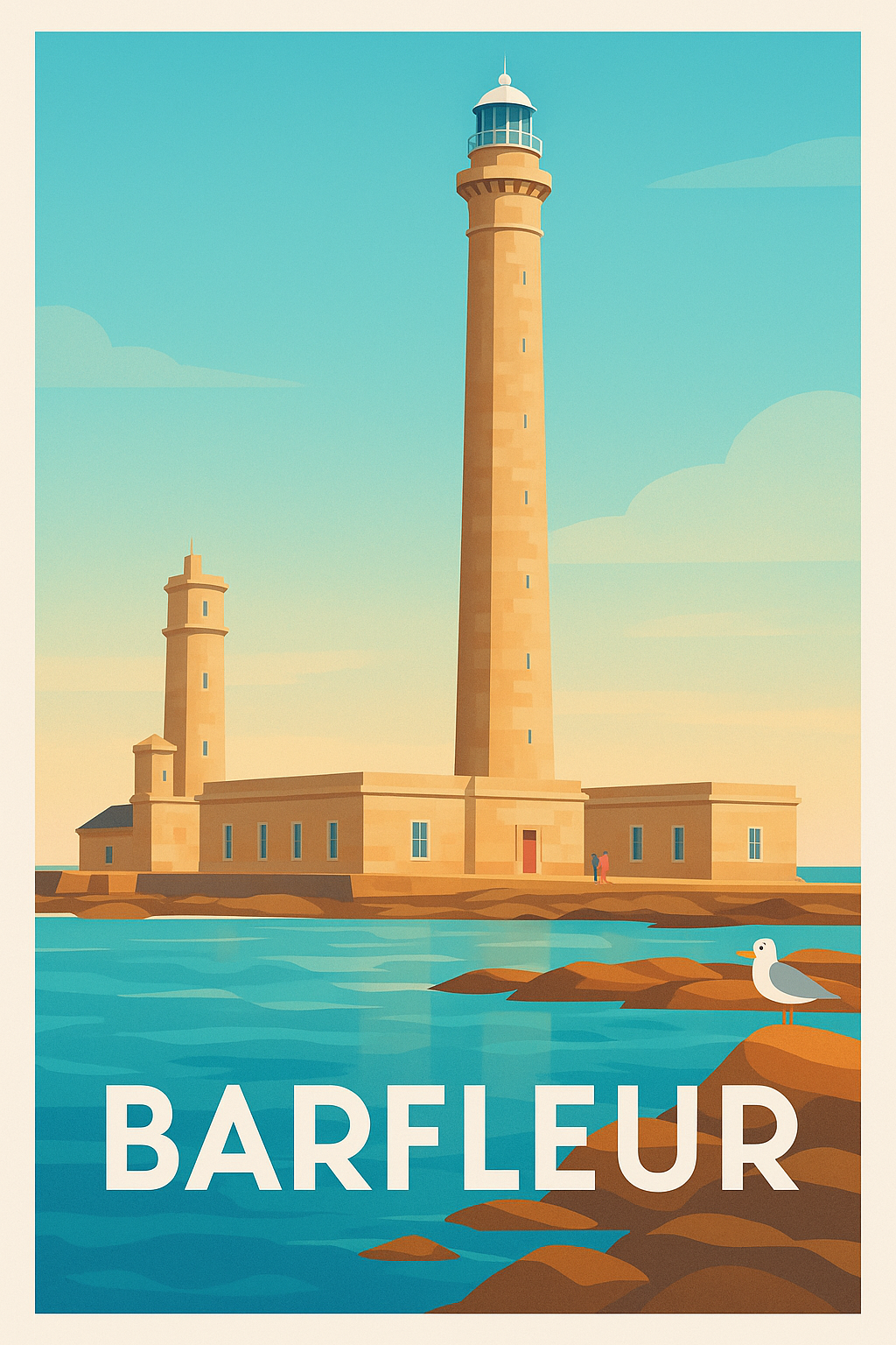 Affiche Barfleur — L'élégance maritime du phare emblématique · poster d'art de Barfleur
