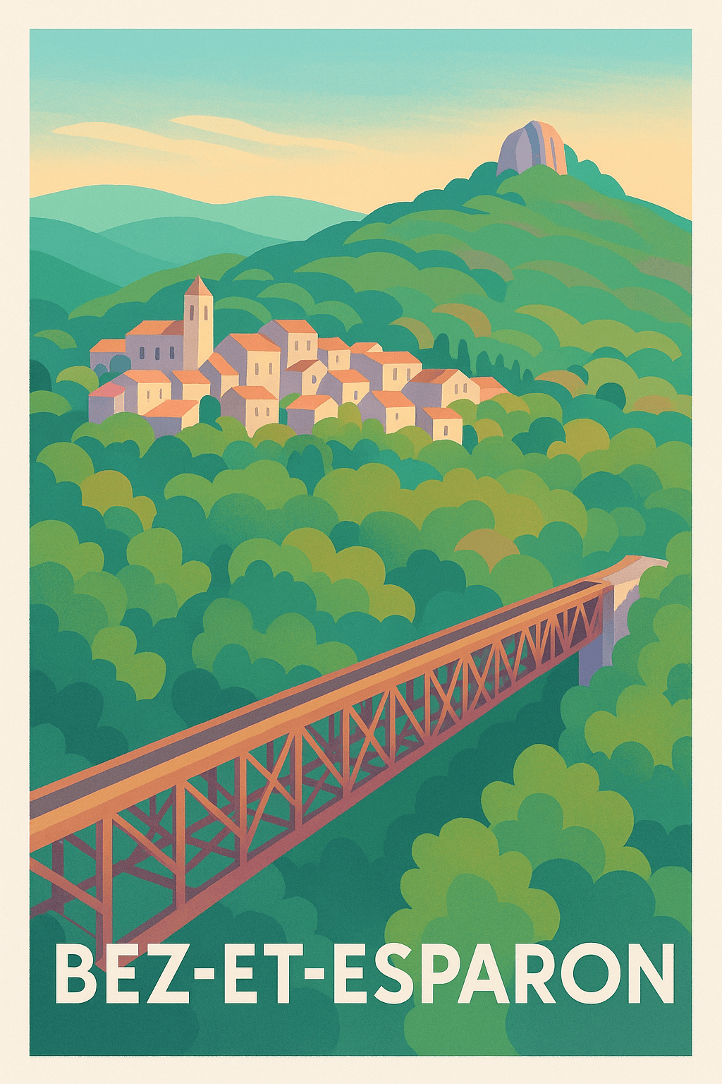 Affiche Bez-et-Esparon — Charme provençal et nature préservée · poster d'art de Bez-et-Esparon