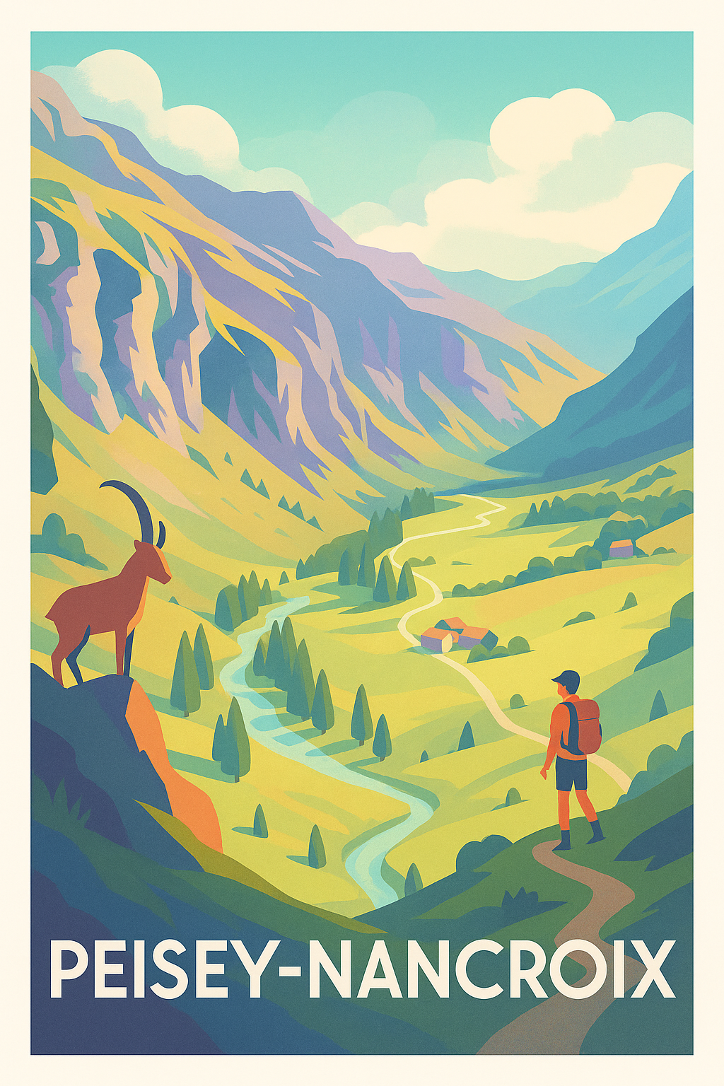 Affiche Peisey-Nancroix — Invitation à l'évasion alpine · poster d'art de Peisey-Nancroix