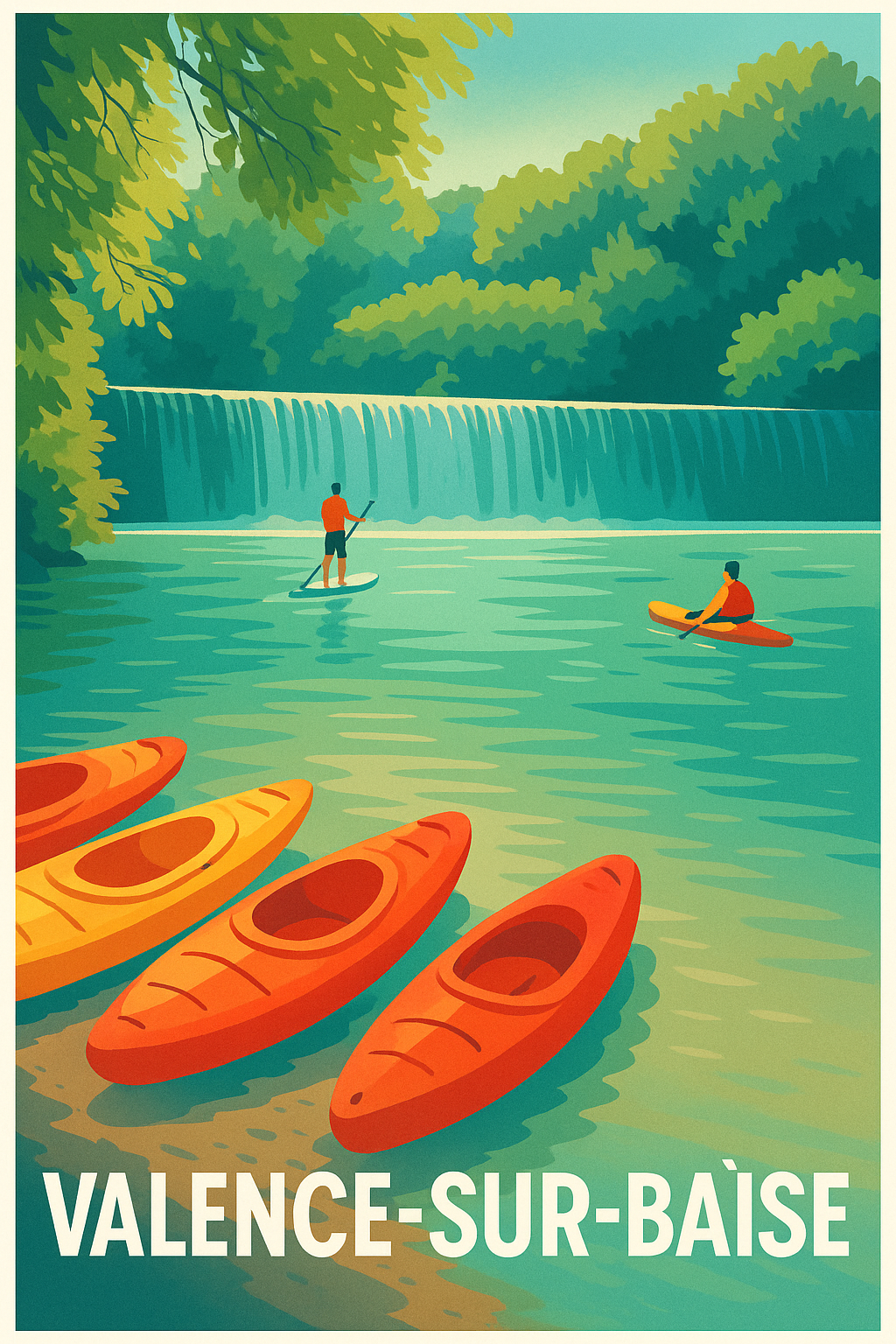 Affiche Valence-sur-Baïse — Aventure et Nature au Fil de l'Eau · poster d'art de Valence-sur-Baïse