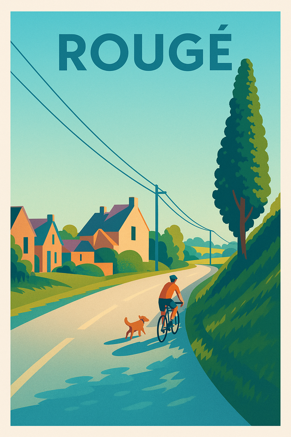 Affiche de Rougé - L'échappée bucolique à vélo