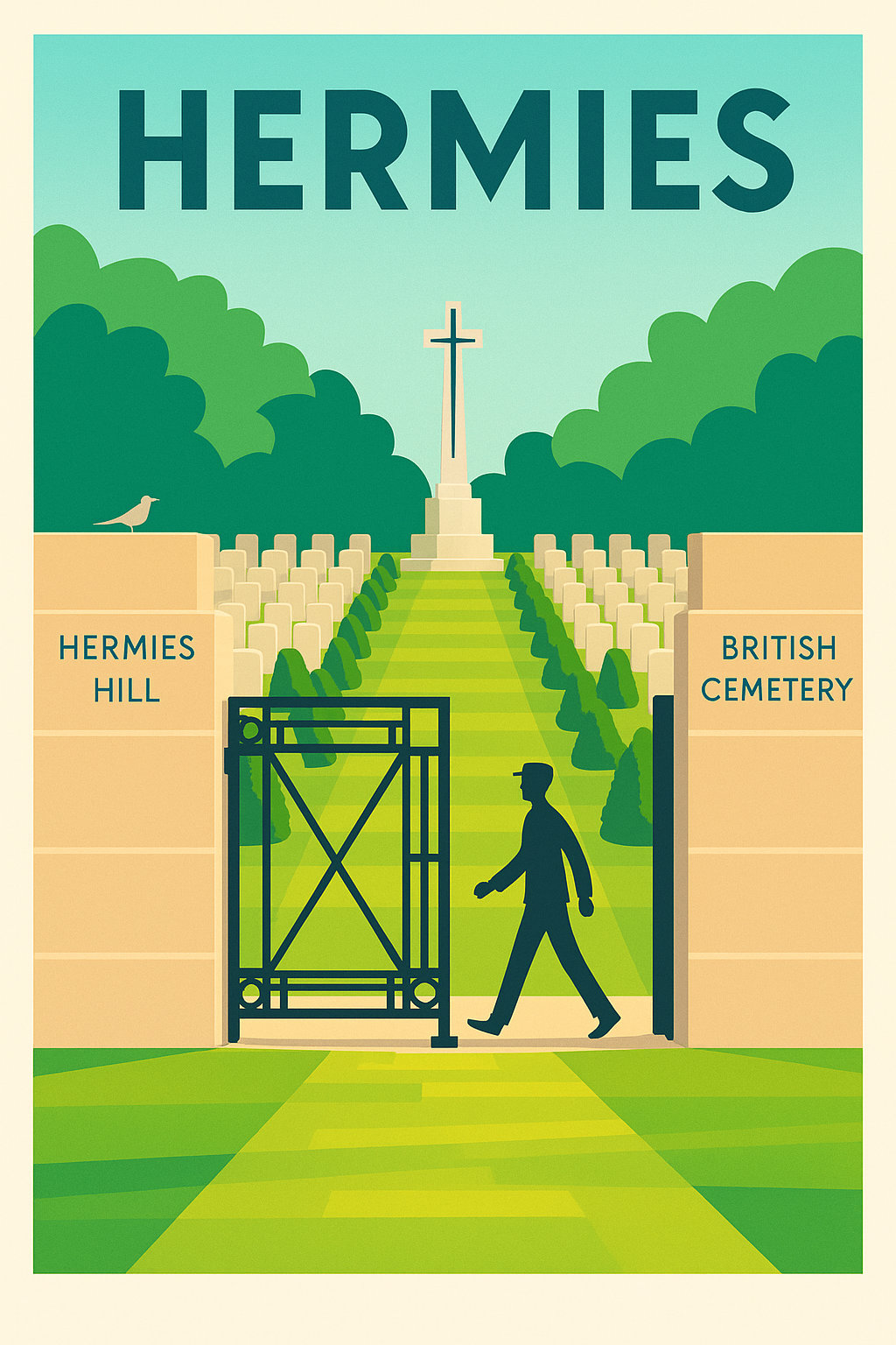 Affiche de Hermies - L'entrée paisible du British Cemetery d'Hermies Hill
