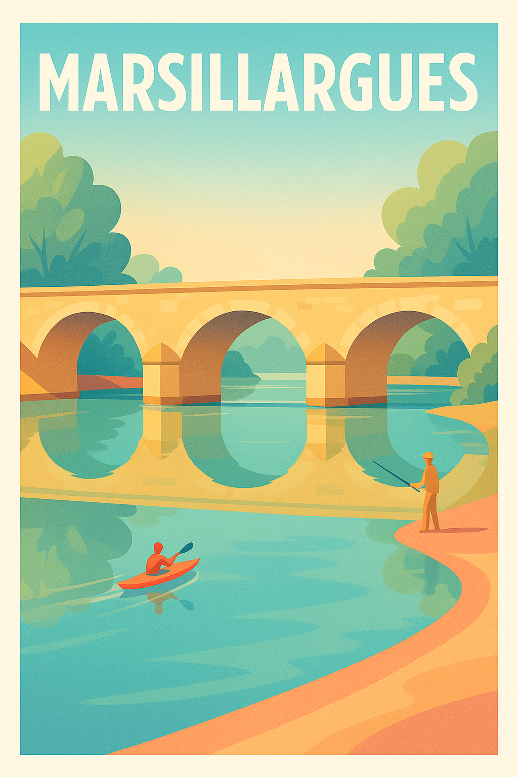 Affiche Marsillargues — Harmonie au fil de l'eau · poster d'art de Marsillargues