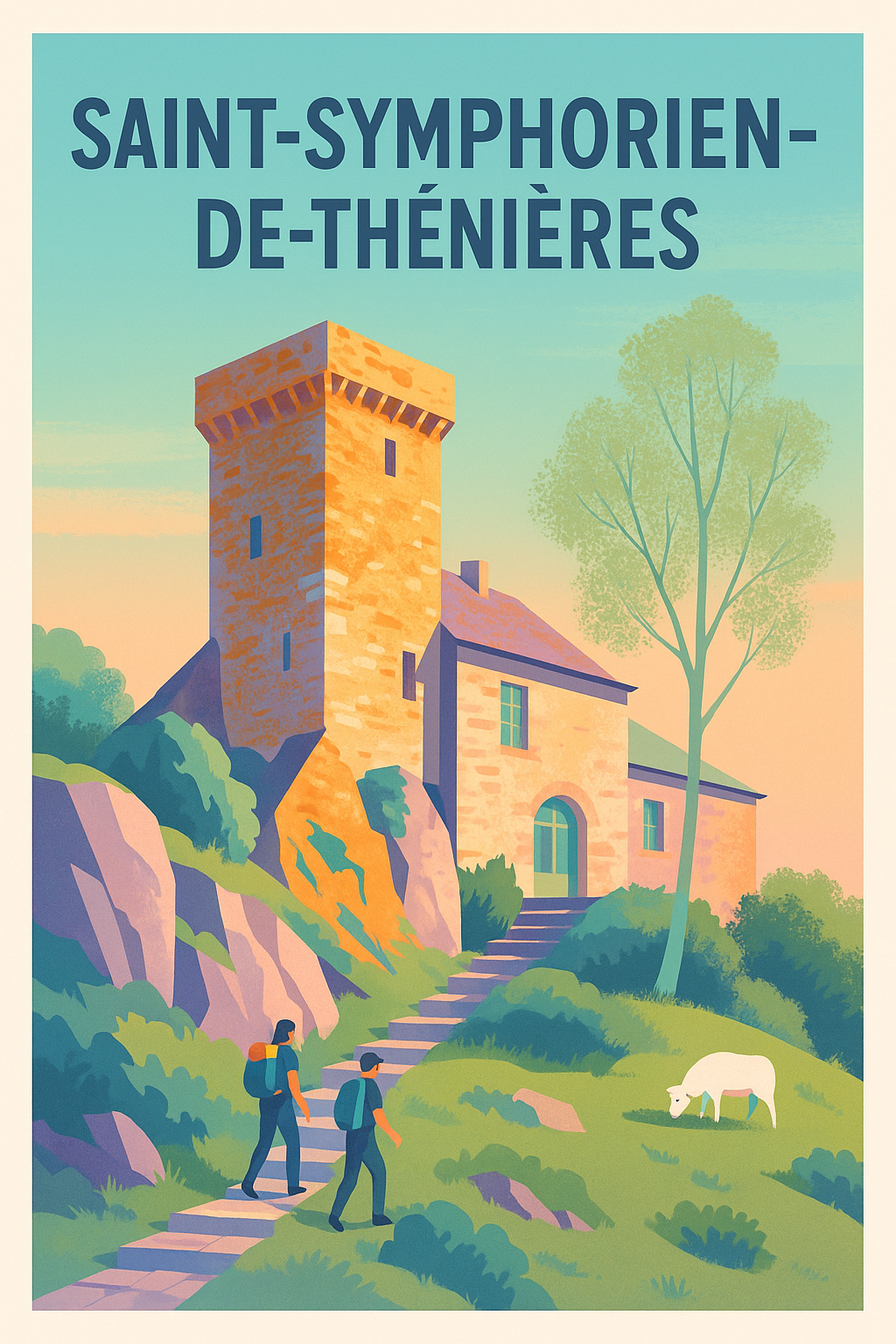 Affiche Saint-Symphorien-de-Thénières — Escapade bucolique au château · poster d'art de Saint-Symphorien-de-Thénières