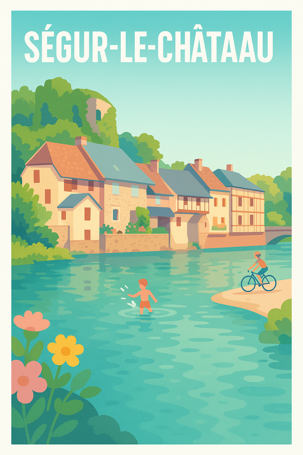 Affiche Ségur-le-Château — Charme bucolique au fil de l'eau · poster d'art de Ségur-le-Château