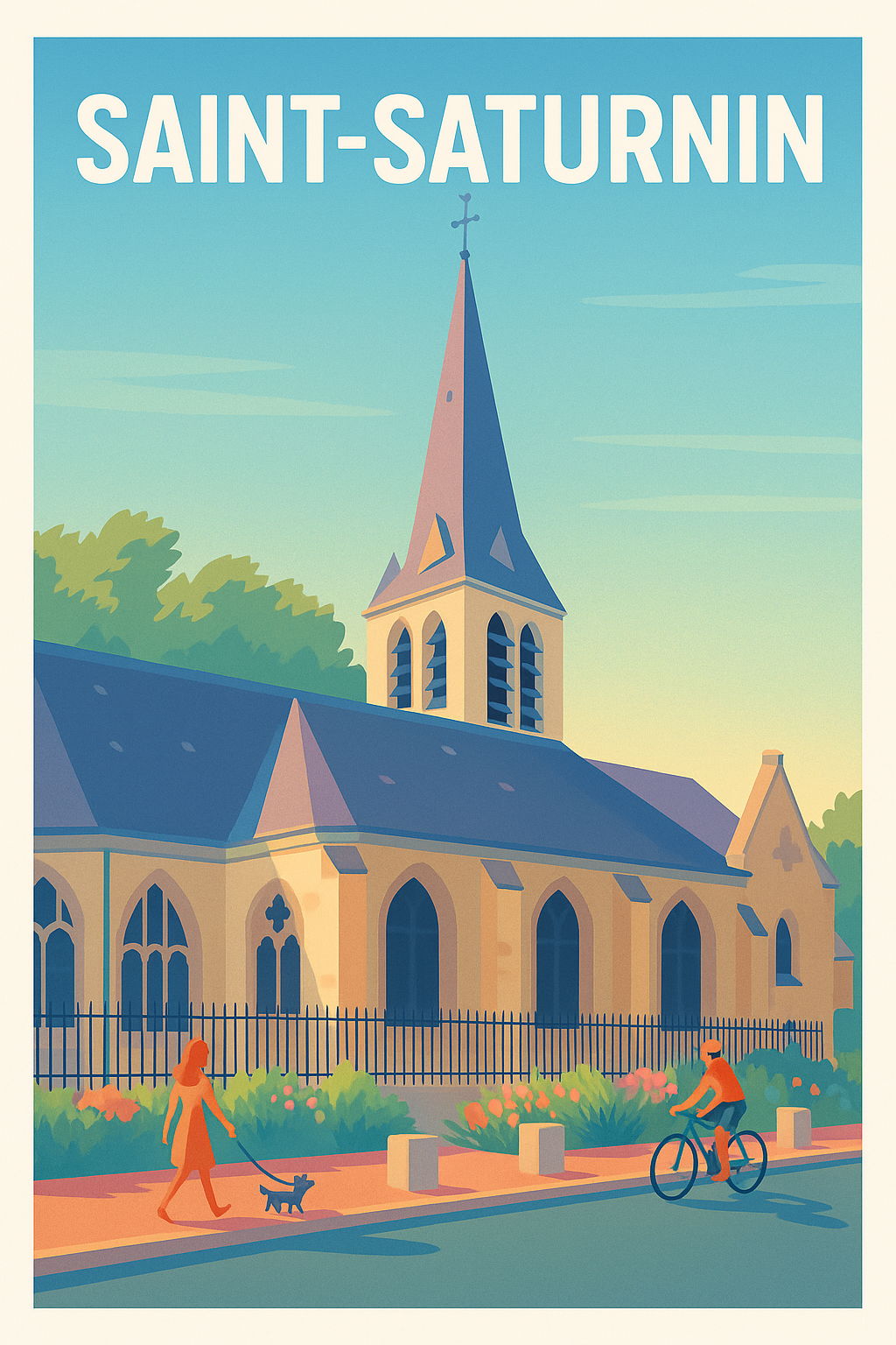 Affiche Saint-Saturnin — Sérénité au cœur du village · poster d'art de Saint-Saturnin