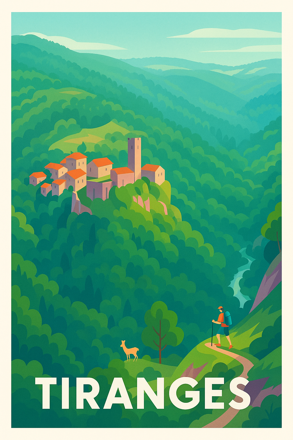 Affiche Tiranges — L'évasion au cœur des paysages verdoyants · poster d'art de Tiranges