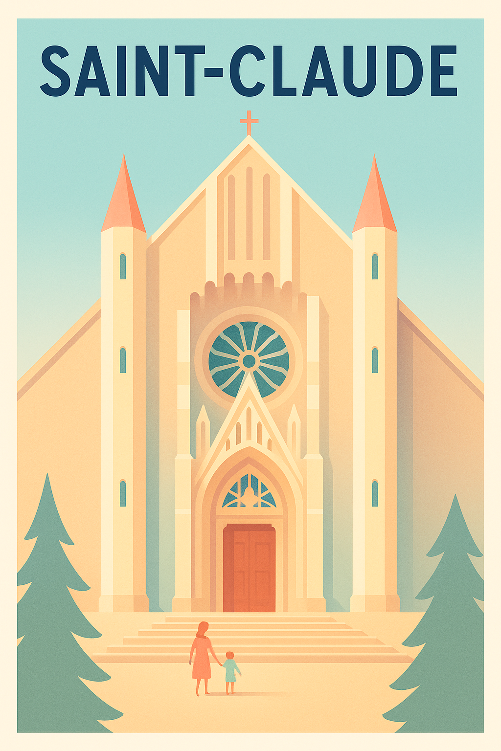 Affiche de Saint-Claude - L'église emblématique en lumière douce