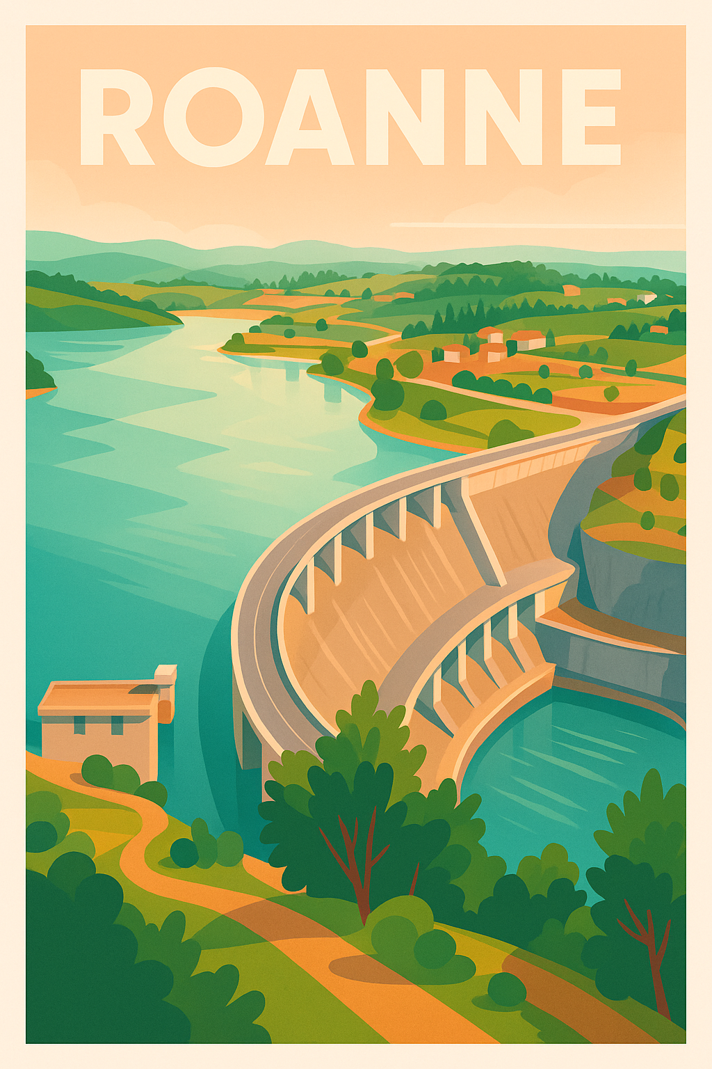 Affiche Roanne — L'art du paysage entre nature et ingénierie · poster d'art de Roanne
