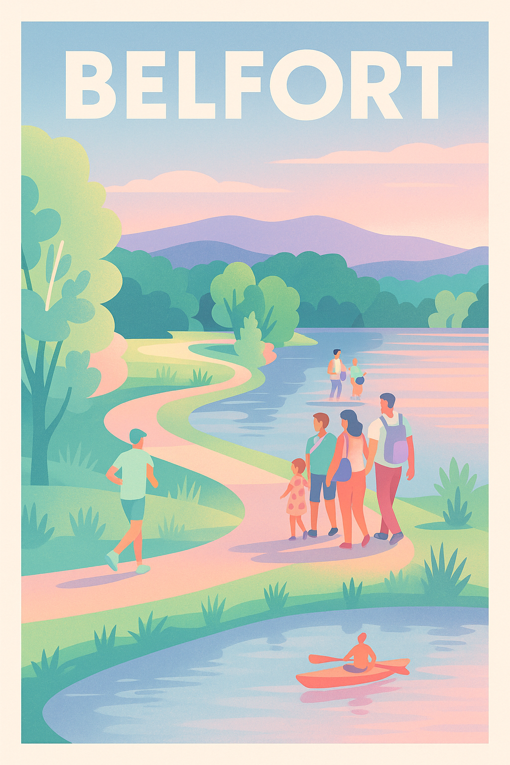 Affiche Belfort — Promenade au bord de l'eau · poster d'art de Belfort