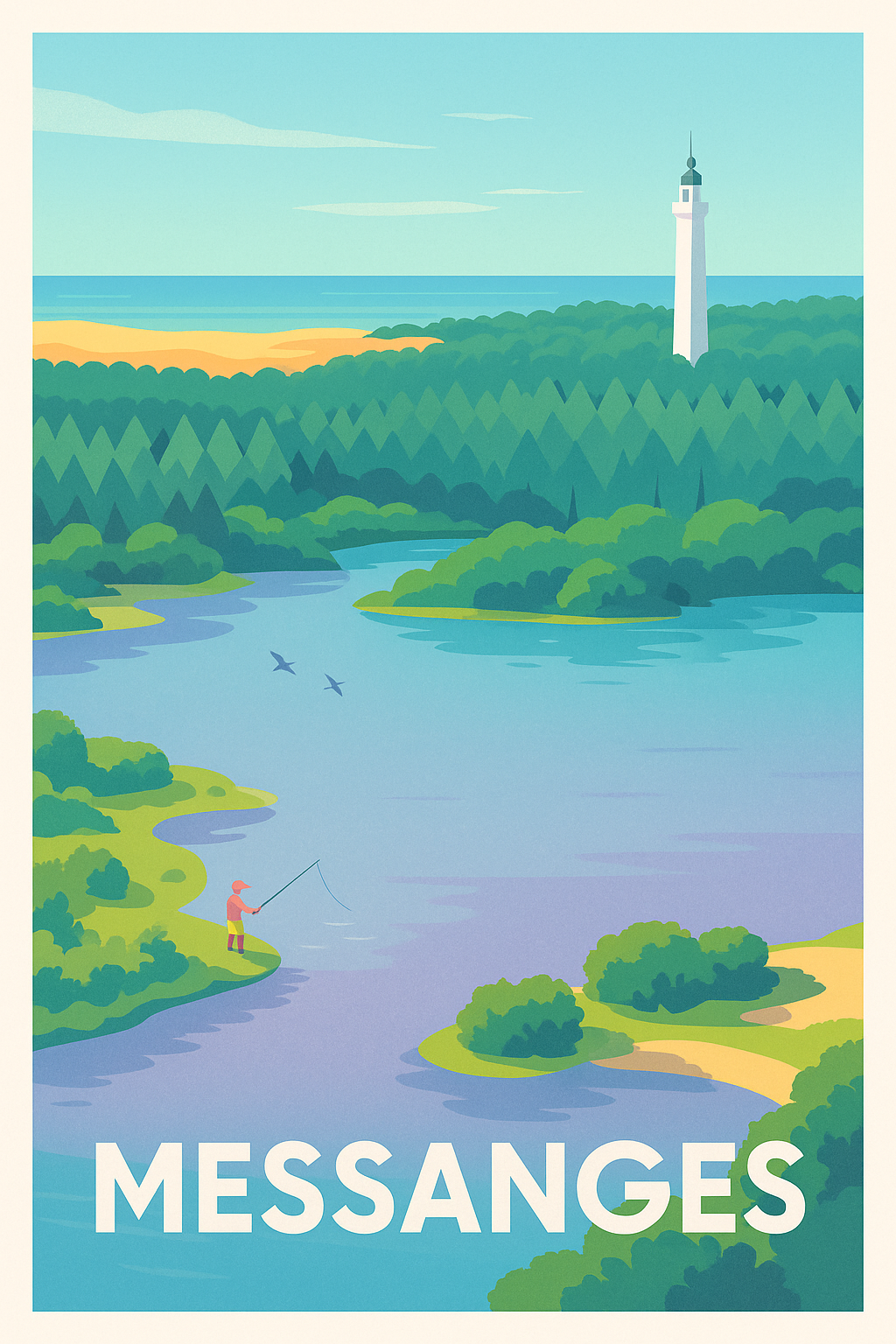 Affiche Messanges — Sérénité au bord de l'eau · poster d'art de Messanges