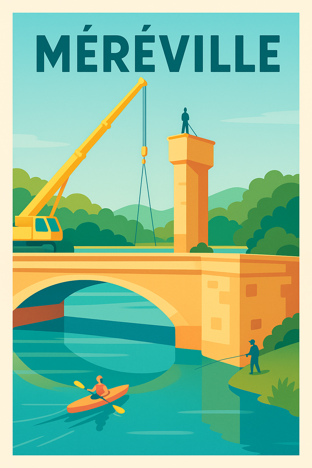 Affiche de Méréville - Évasion aquatique et patrimoine en couleur