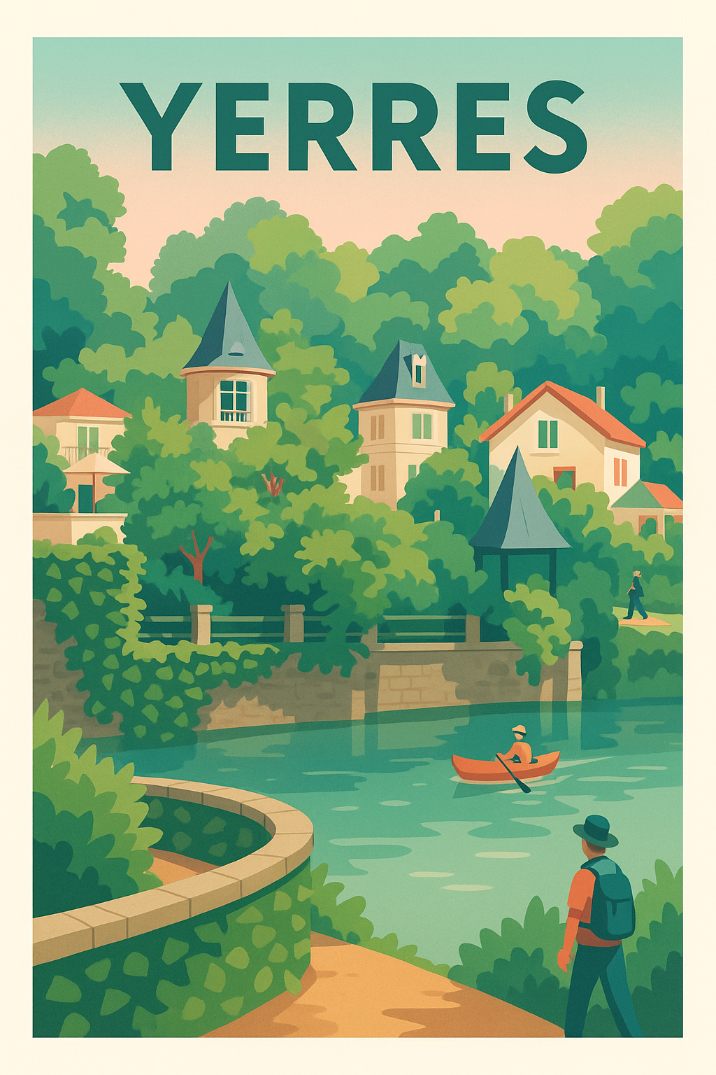 Affiche Yerres — Évasion paisible au bord de l'eau · poster d'art de Yerres