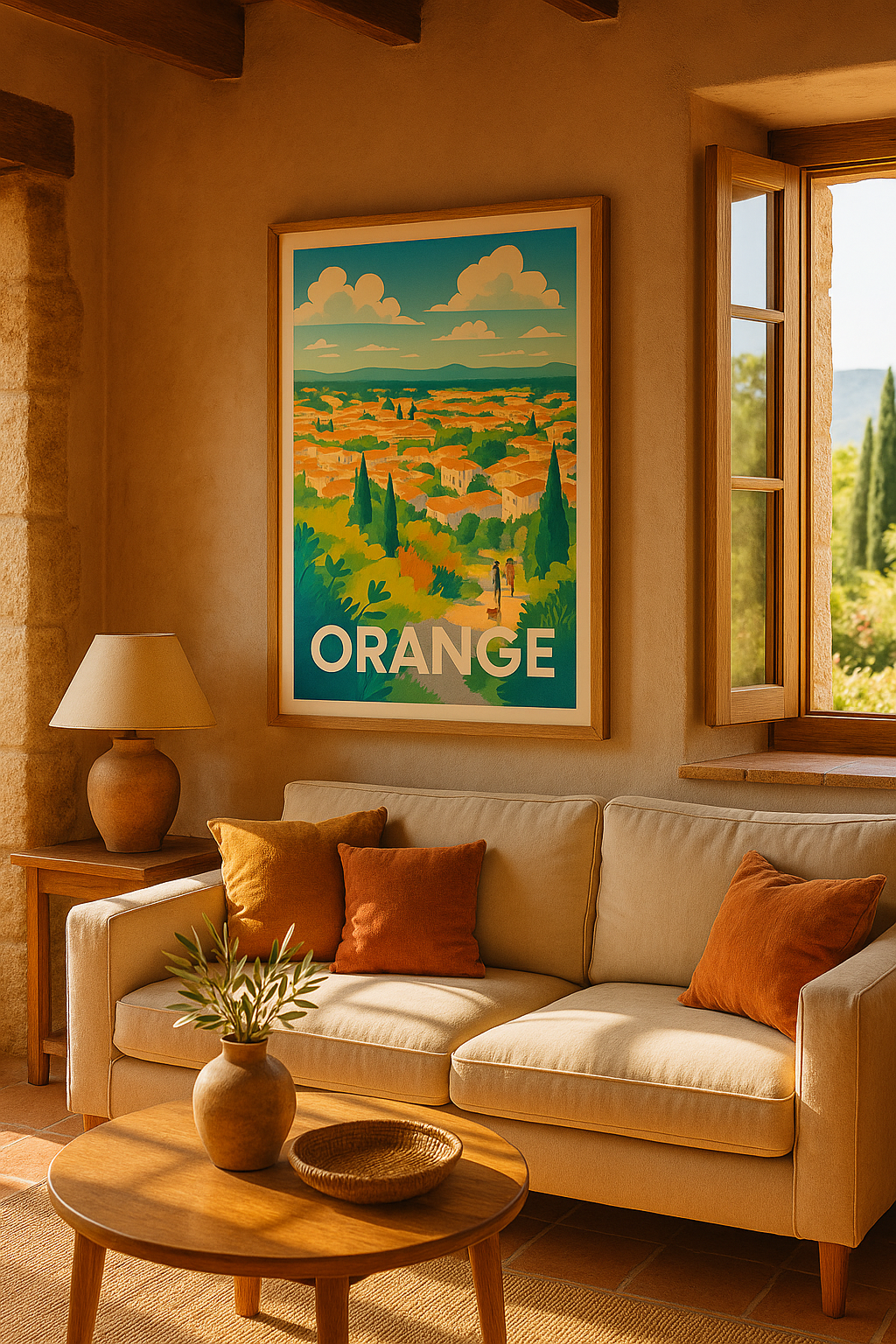 Mise en situation Affiche Orange - Une escapade en Provence ensoleillée