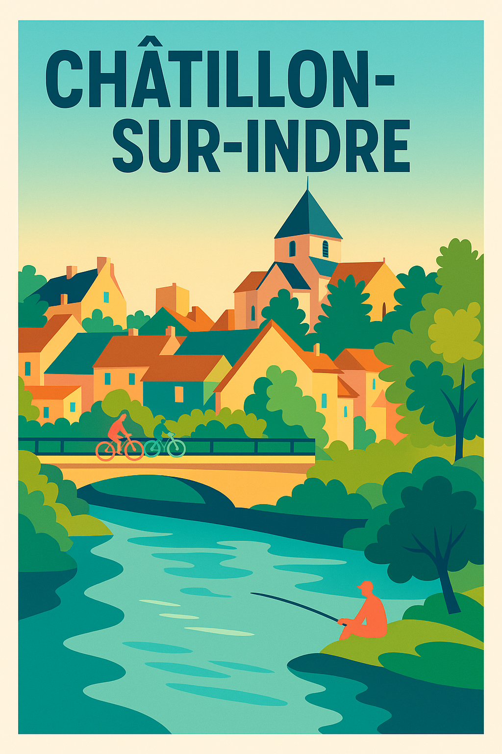 Affiche de Châtillon-sur-Indre - Tranquillité au bord de l'Indre