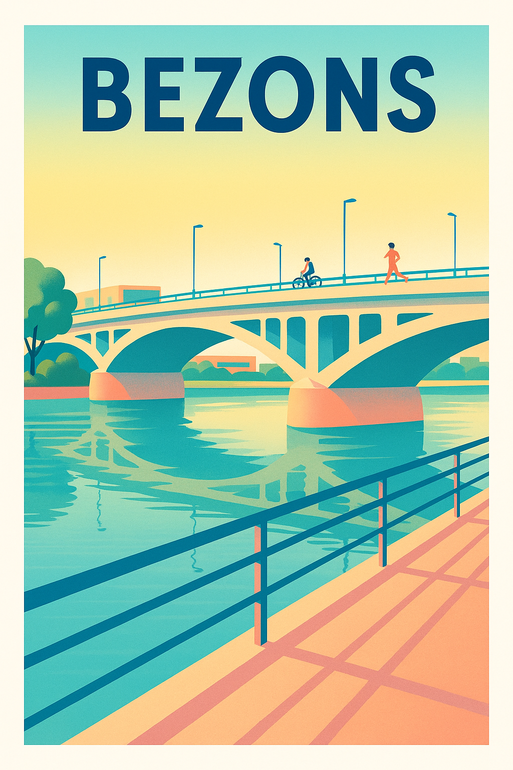 Affiche Bezons — Charme paisible au bord de l'eau · poster d'art de Bezons