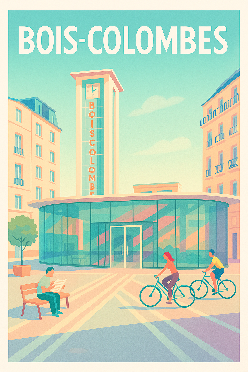 Affiche Bois-Colombes — Douceur urbaine en lumière pastel · poster d'art de Bois-Colombes