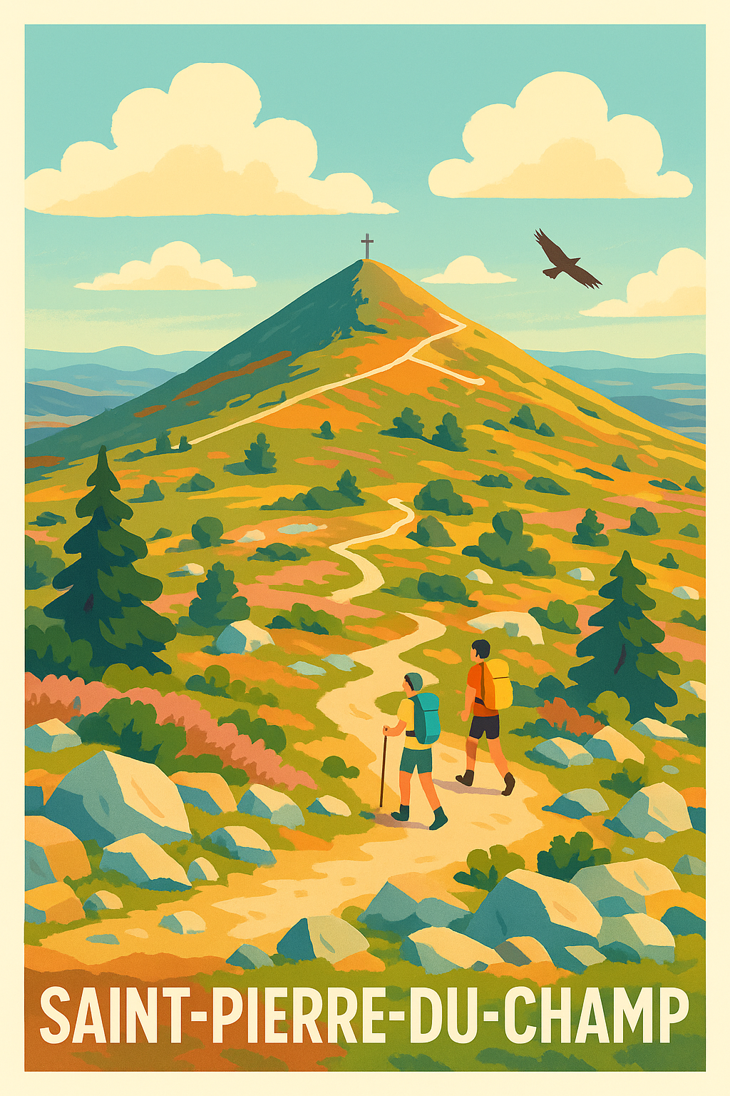Affiche Saint-Pierre-du-Champ — L'escapade nature authentique · poster d'art de Saint-Pierre-du-Champ