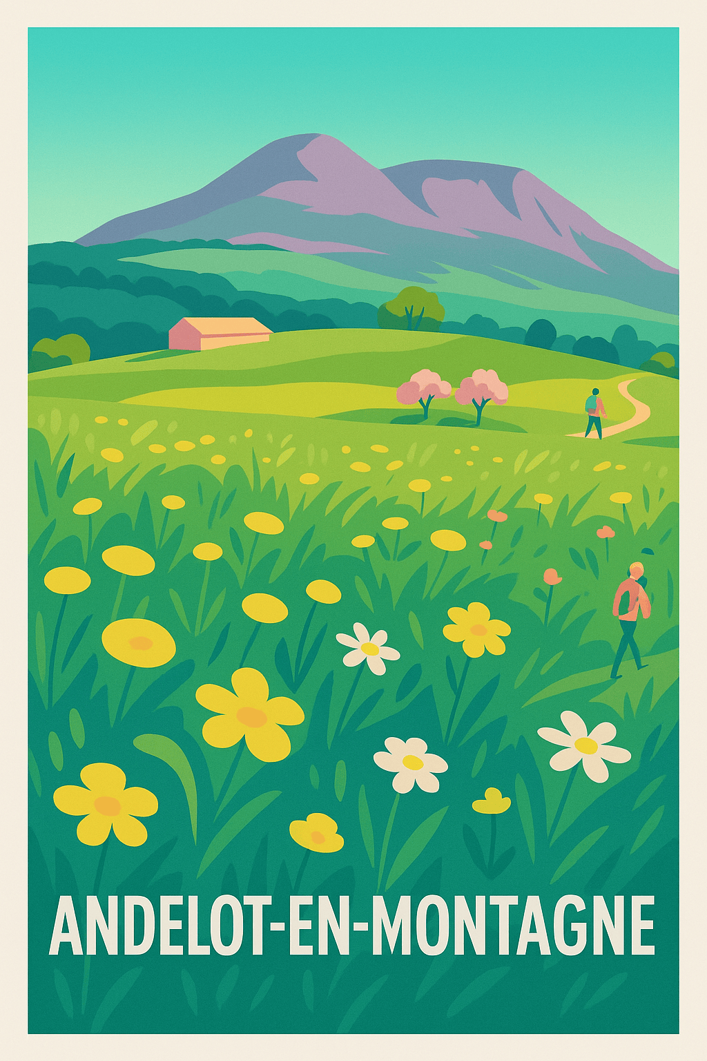 Affiche Andelot-en-Montagne — Évasion bucolique au cœur de la nature · poster d'art de Andelot-en-Montagne