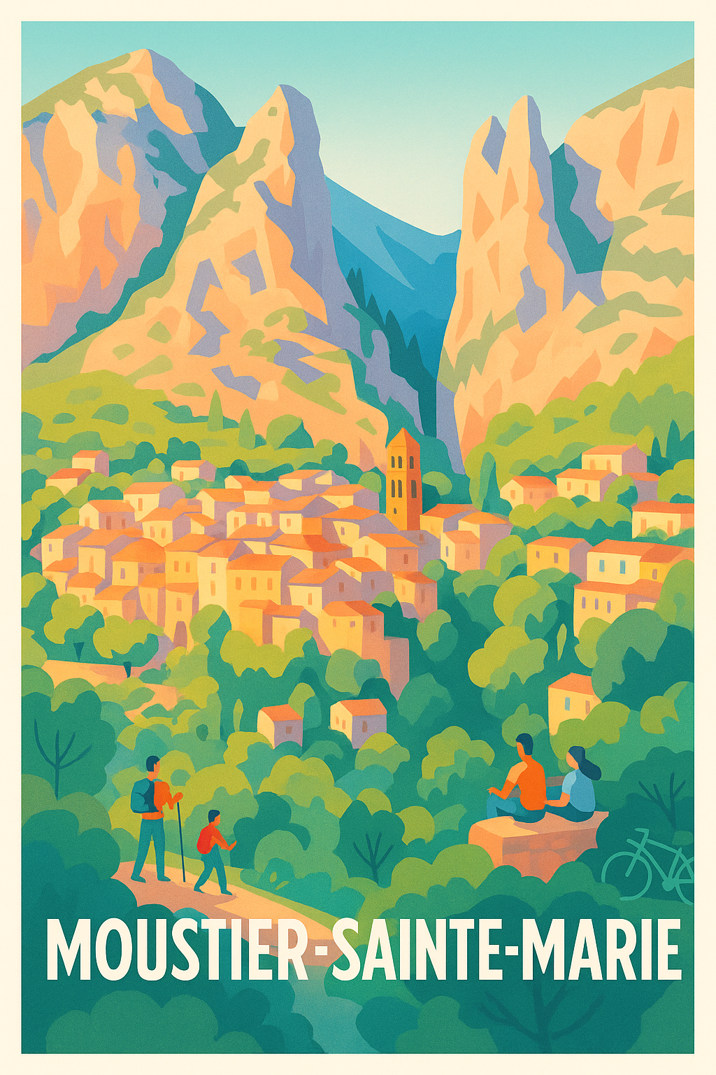 Affiche Moustier-Sainte-Marie — Évasion au cœur des Gorges du Verdon · poster d'art de Moustier-Sainte-Marie