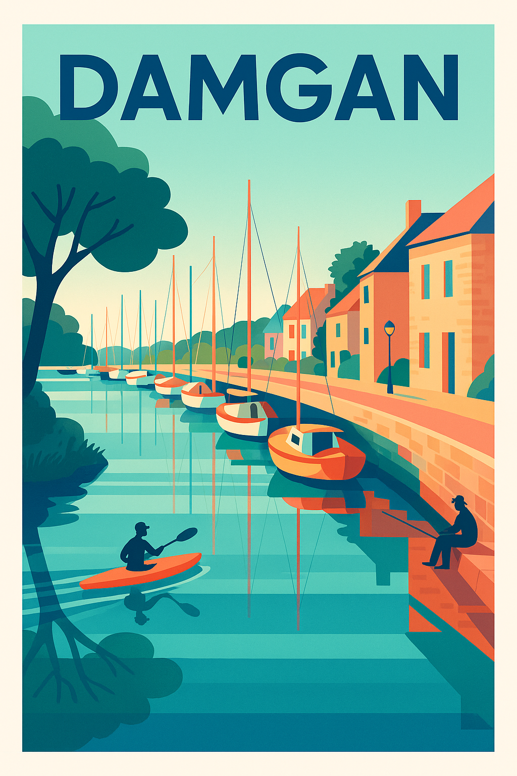 Affiche Damgan — L'escapade paisible au bord de l'eau · poster d'art de Damgan