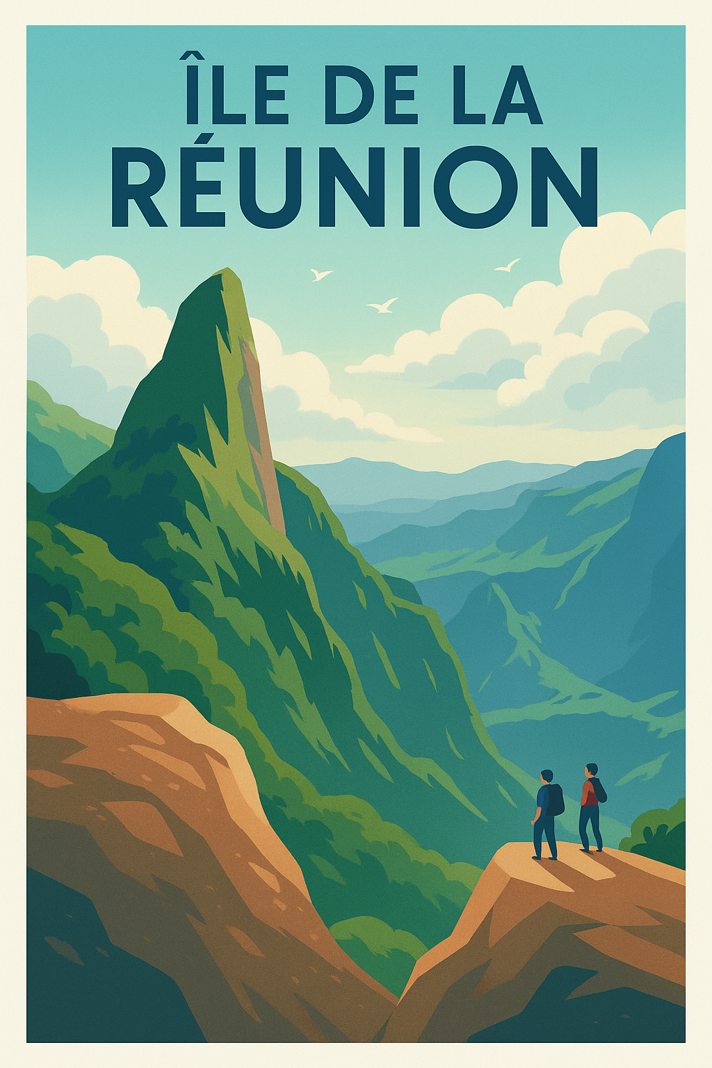 Affiche de Île de la Réunion - Évasion au sommet des montagnes