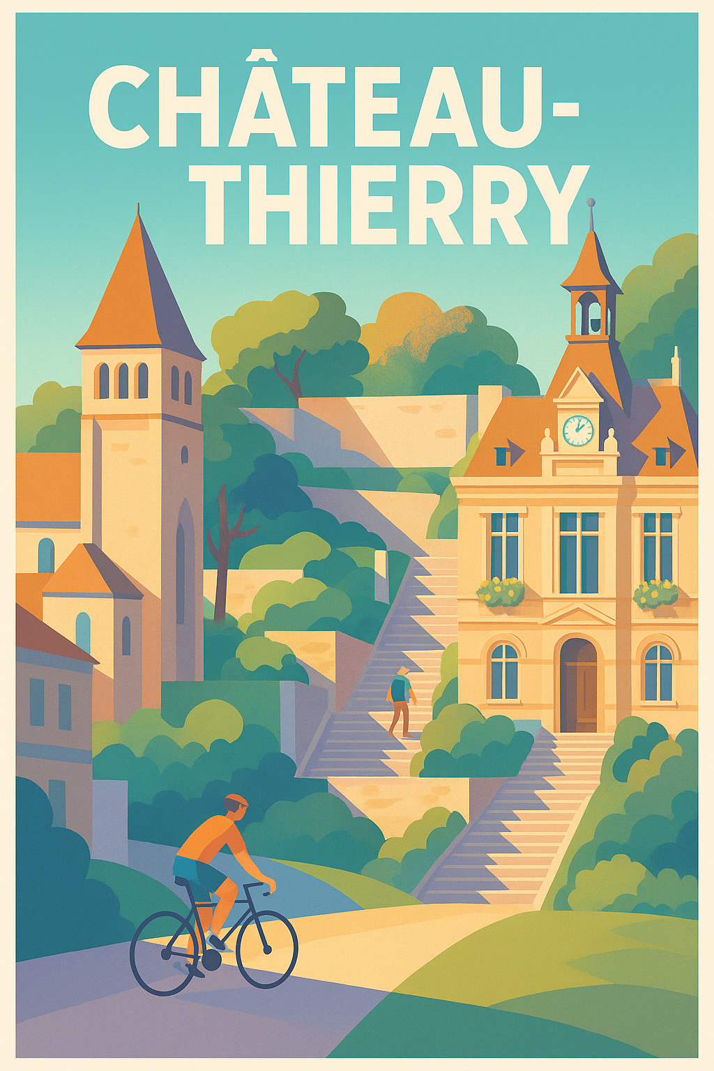 Affiche de Château-Thierry - Charme et authenticité à vélo