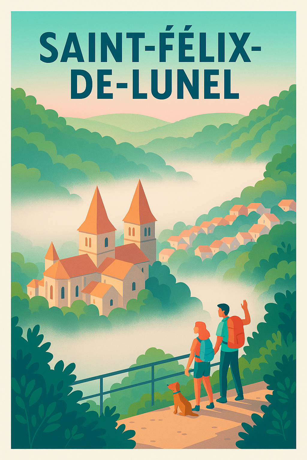 Affiche Saint-Félix-de-Lunel — Évasion au cœur des collines mystérieuses · poster d'art de Saint-Félix-de-Lunel