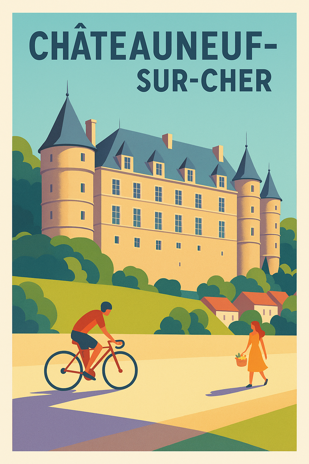 Affiche de Châteauneuf-sur-Cher - Élégance et sérénité au cœur du Berry