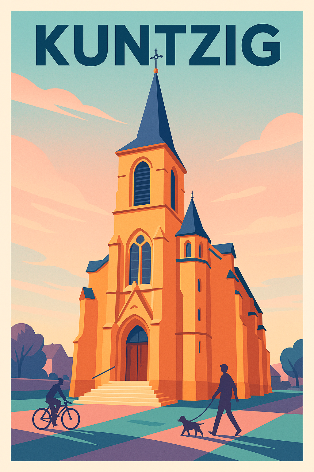 Affiche de Kuntzig - Charme architectural au coucher du soleil