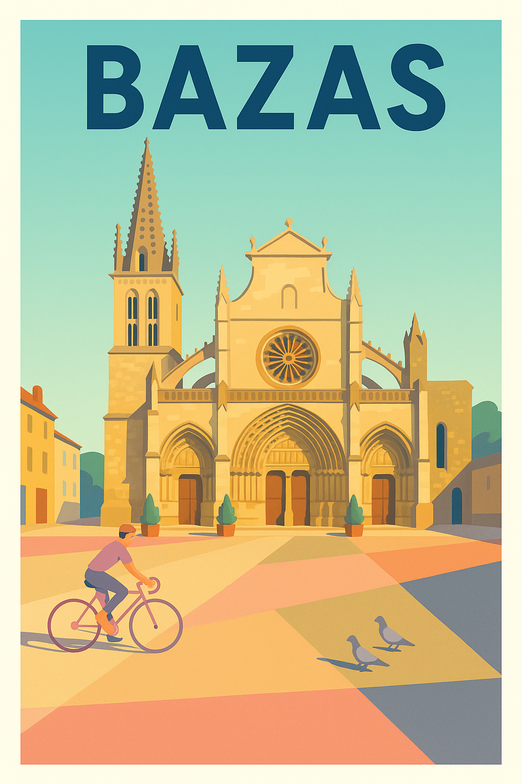 Affiche de Bazas - Charme et Histoire au Cœur de la Place Centrale