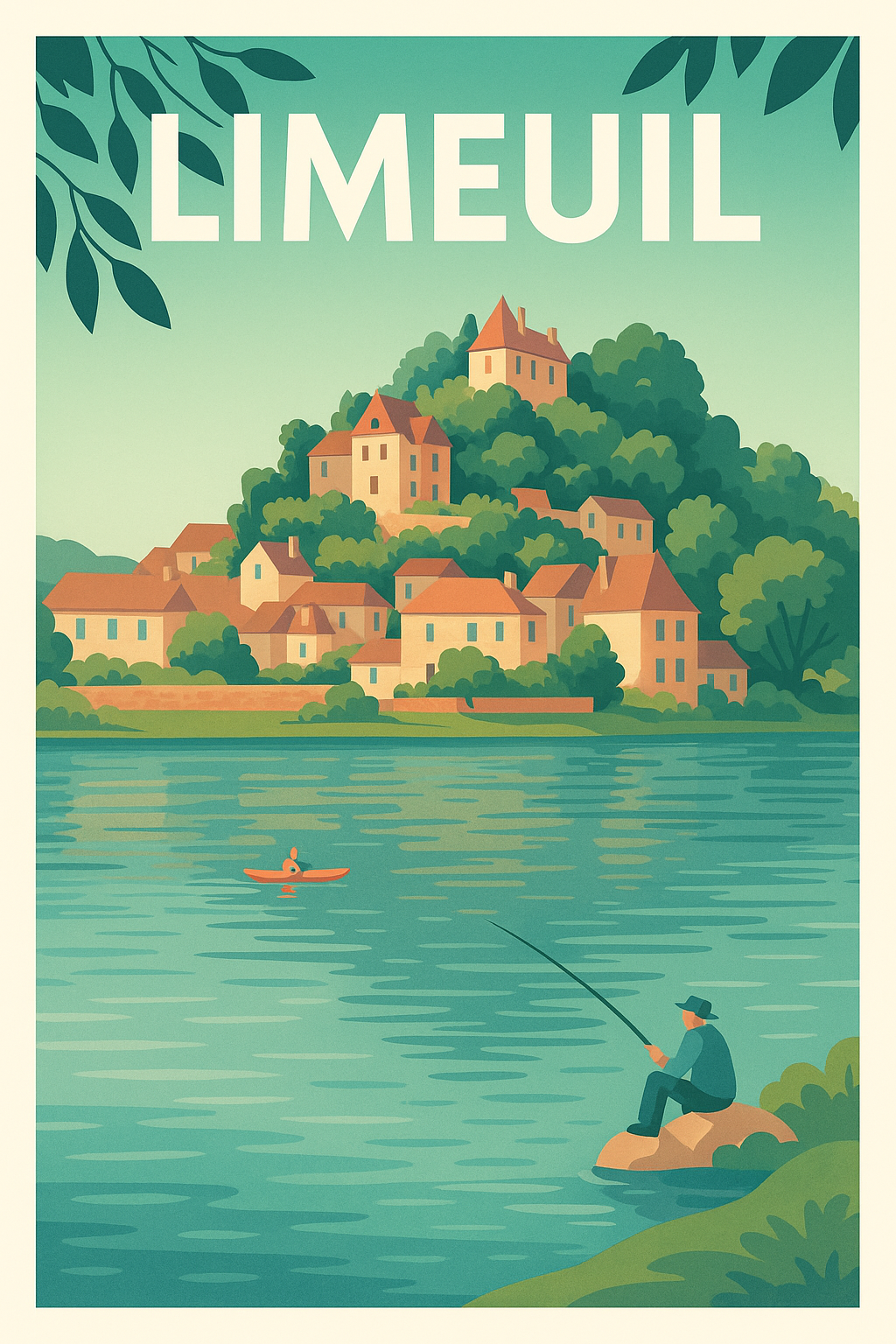 Affiche Limeuil — Charme paisible au bord de l'eau · poster d'art de Limeuil