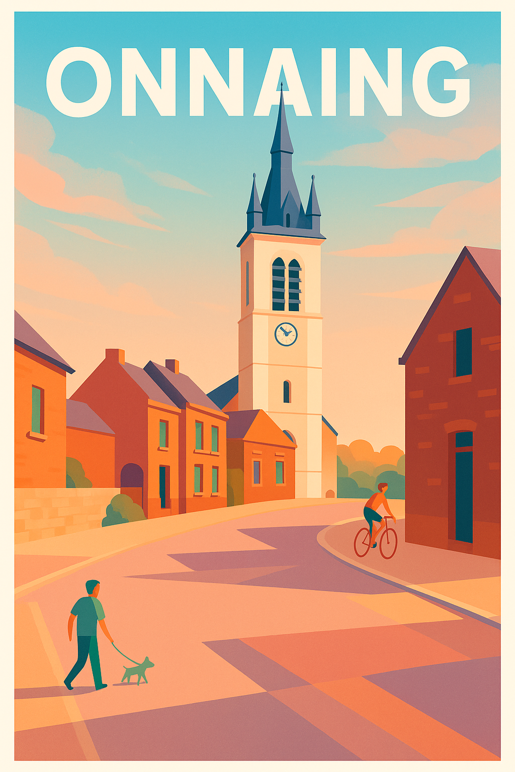 Affiche de Onnaing - Charme tranquille du village au soleil couchant