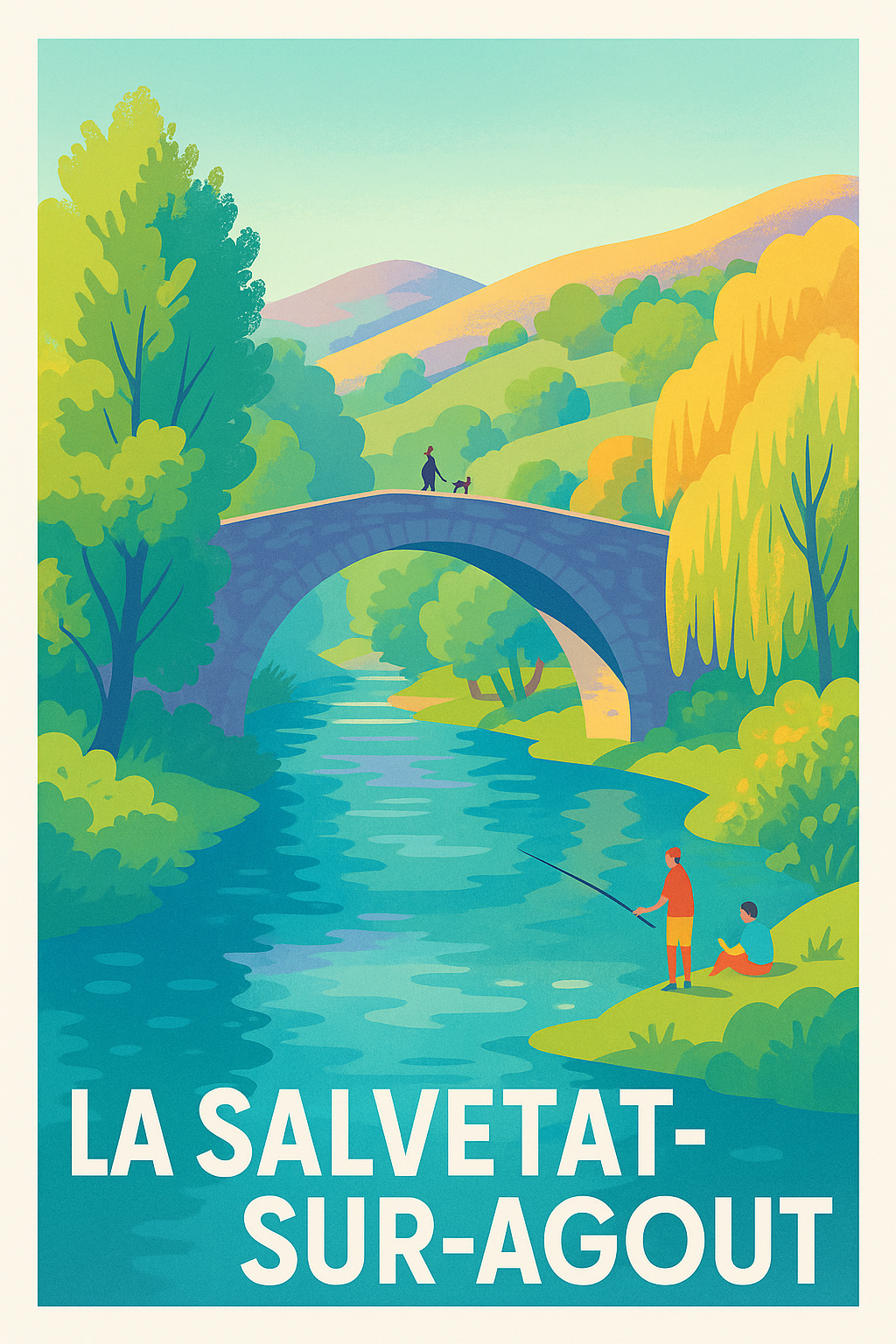 Affiche La Salvetat-sur-Agout — Évasion bucolique au bord de l'eau · poster d'art de La Salvetat-sur-Agout