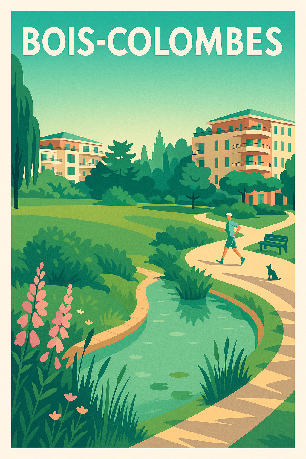 Affiche Bois-Colombes — Évasion nature urbaine · poster d'art de Bois-Colombes