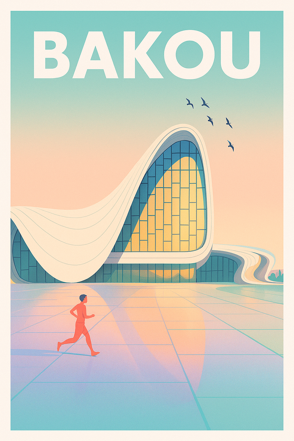 Affiche de Bakou - L'architecture fluide au cœur de la modernité