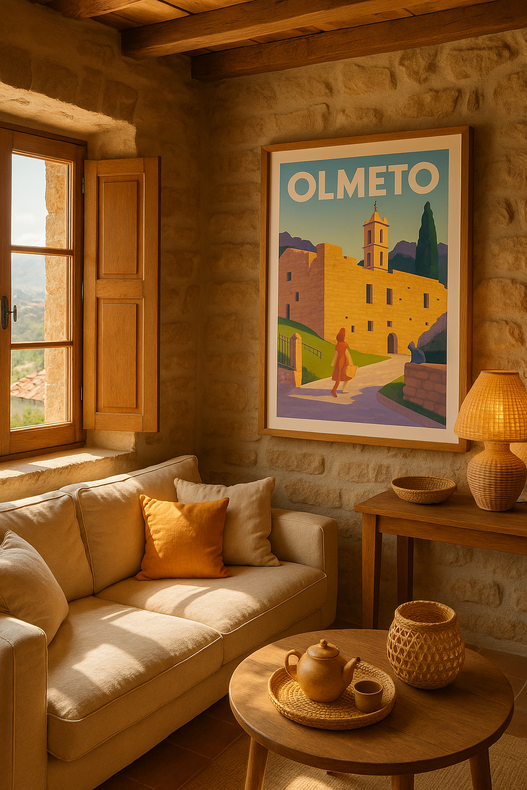 Mise en situation Affiche de Olmeto - Charme méditerranéen et histoire en lumière dorée
