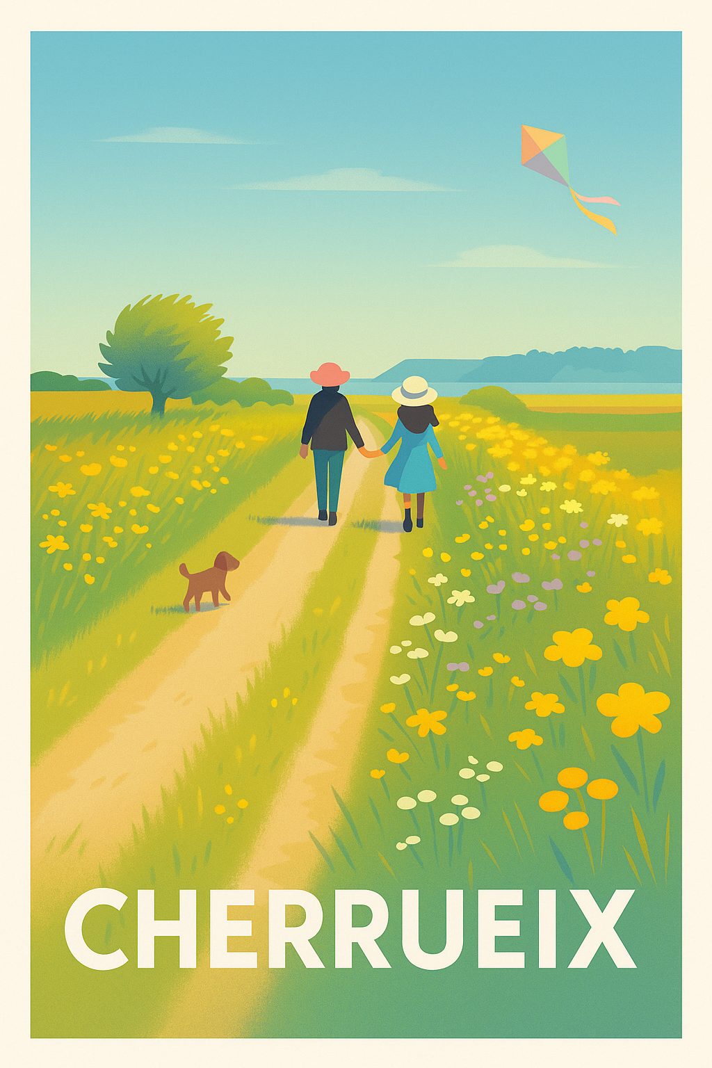 Affiche Cherrueix — Promenade bucolique au fil des champs fleuris · poster d'art de Cherrueix