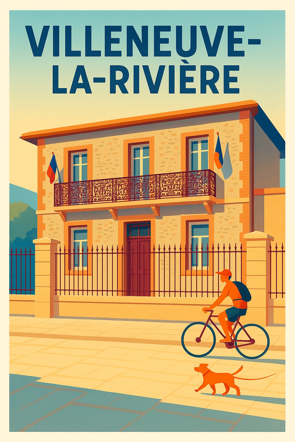 Affiche de Villeneuve-la-Rivière - Charme paisible d'une petite ville