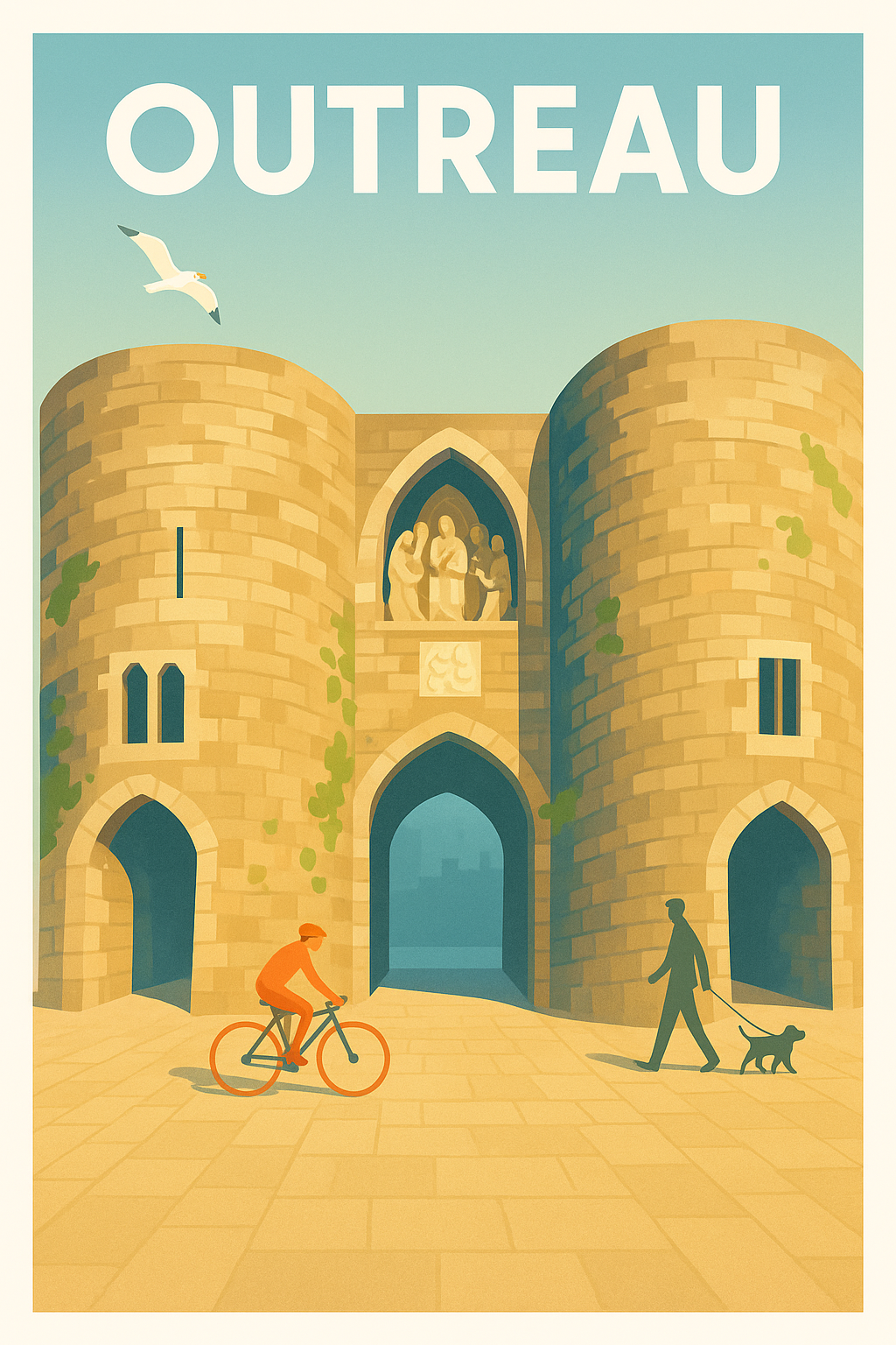 Affiche de Outreau - Porte Médiévale et ambiance paisible