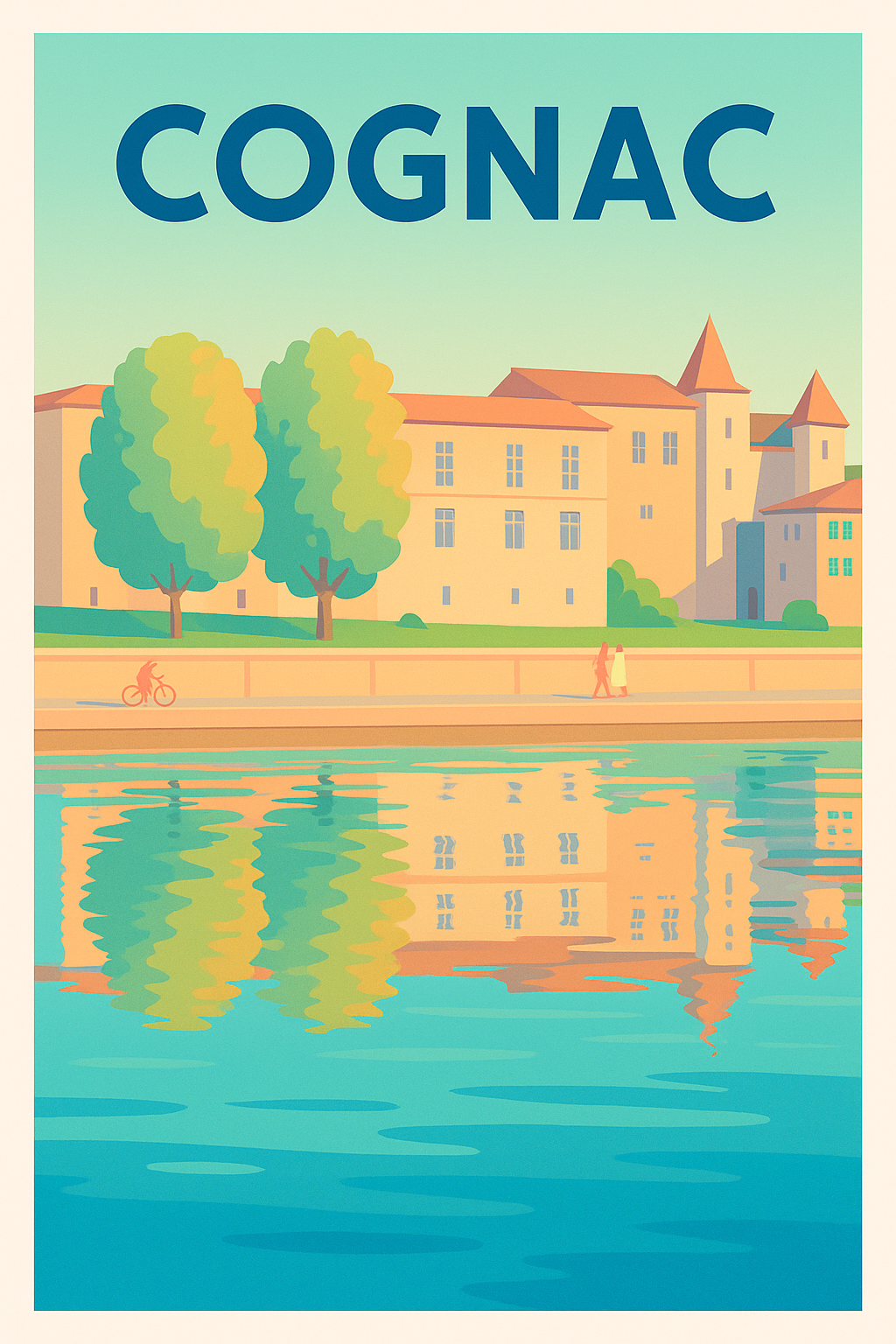 Affiche de Cognac - Reflets paisibles au bord de l'eau