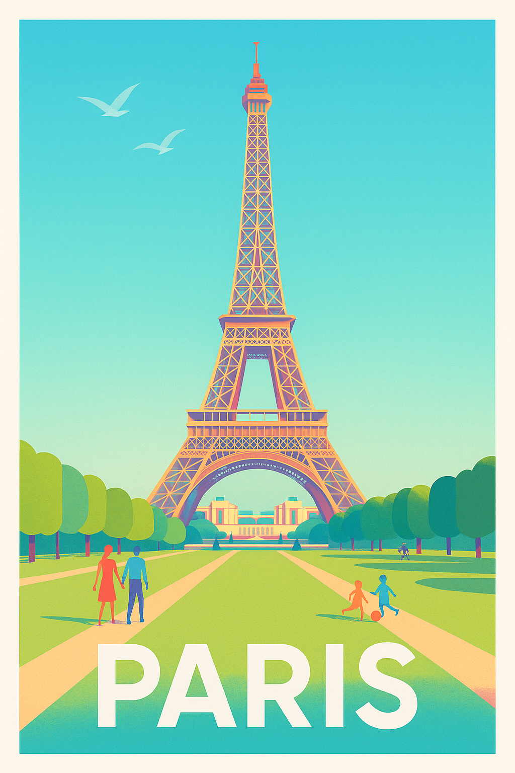 Affiche Paris - Romance et élégance au pied de la Tour Eiffel