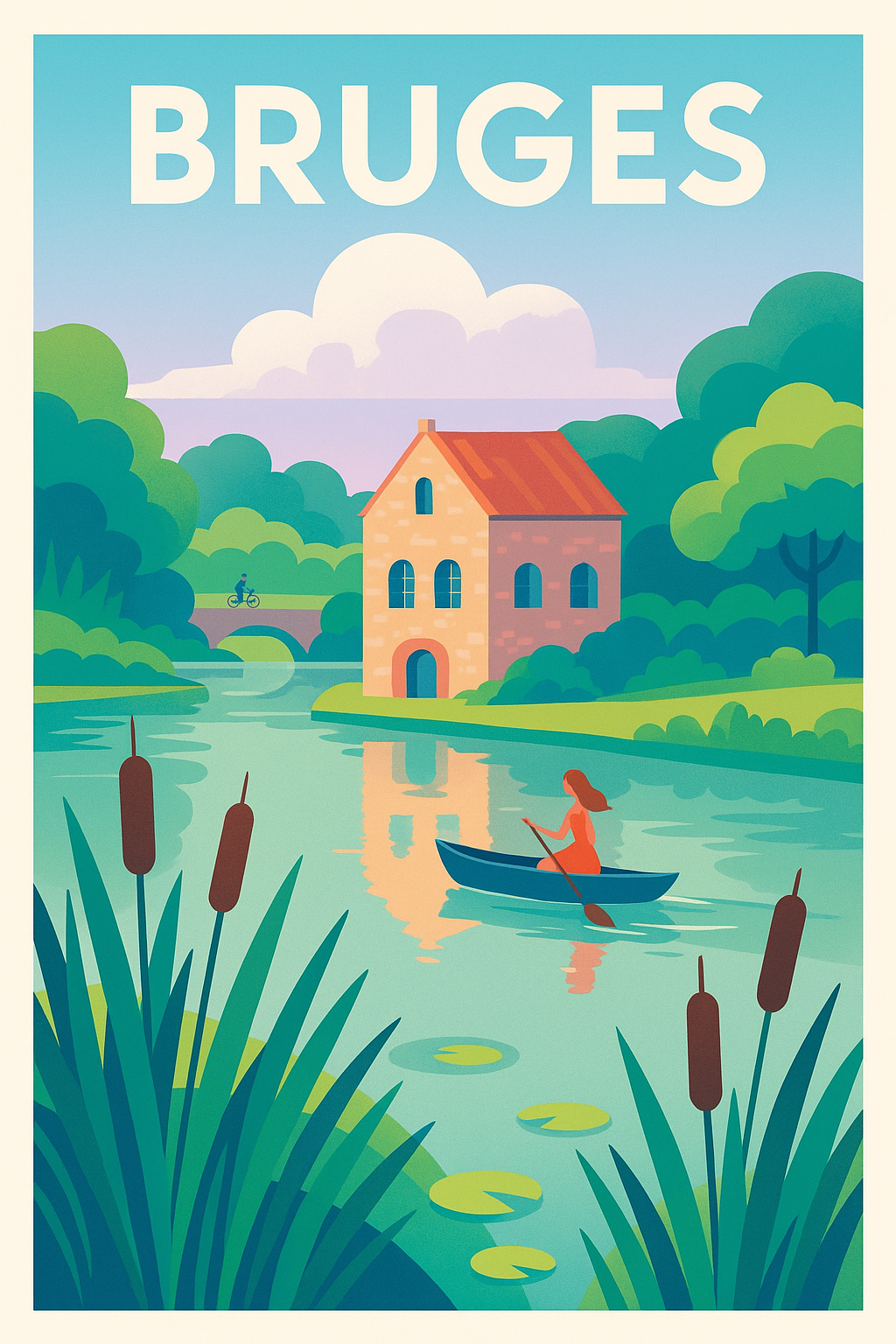 Affiche de Bruges - Évasion bucolique au fil de l'eau