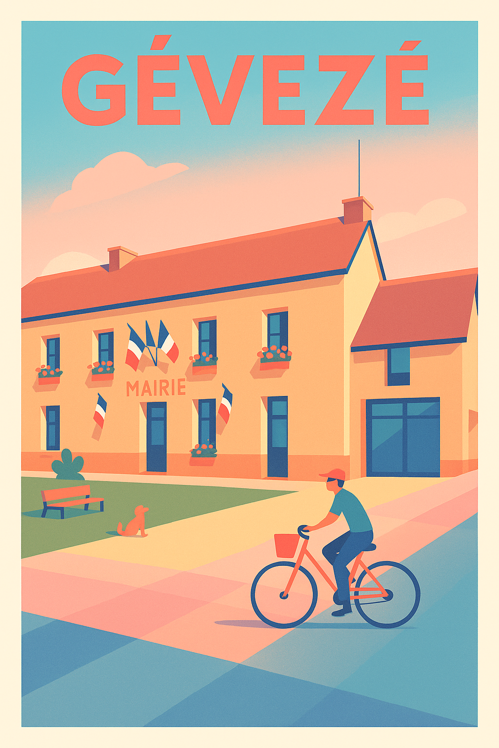 Affiche de Gévezé - L'élégance paisible de la mairie en vélocité