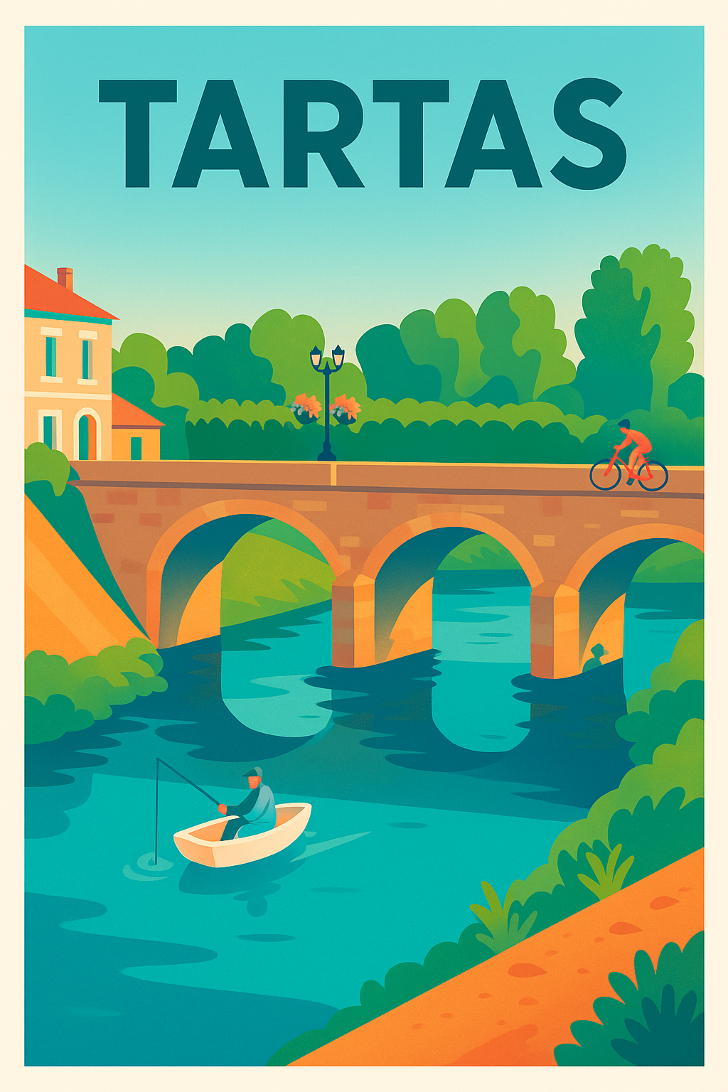 Affiche de Tartas - Harmonie paisible entre rivière et nature