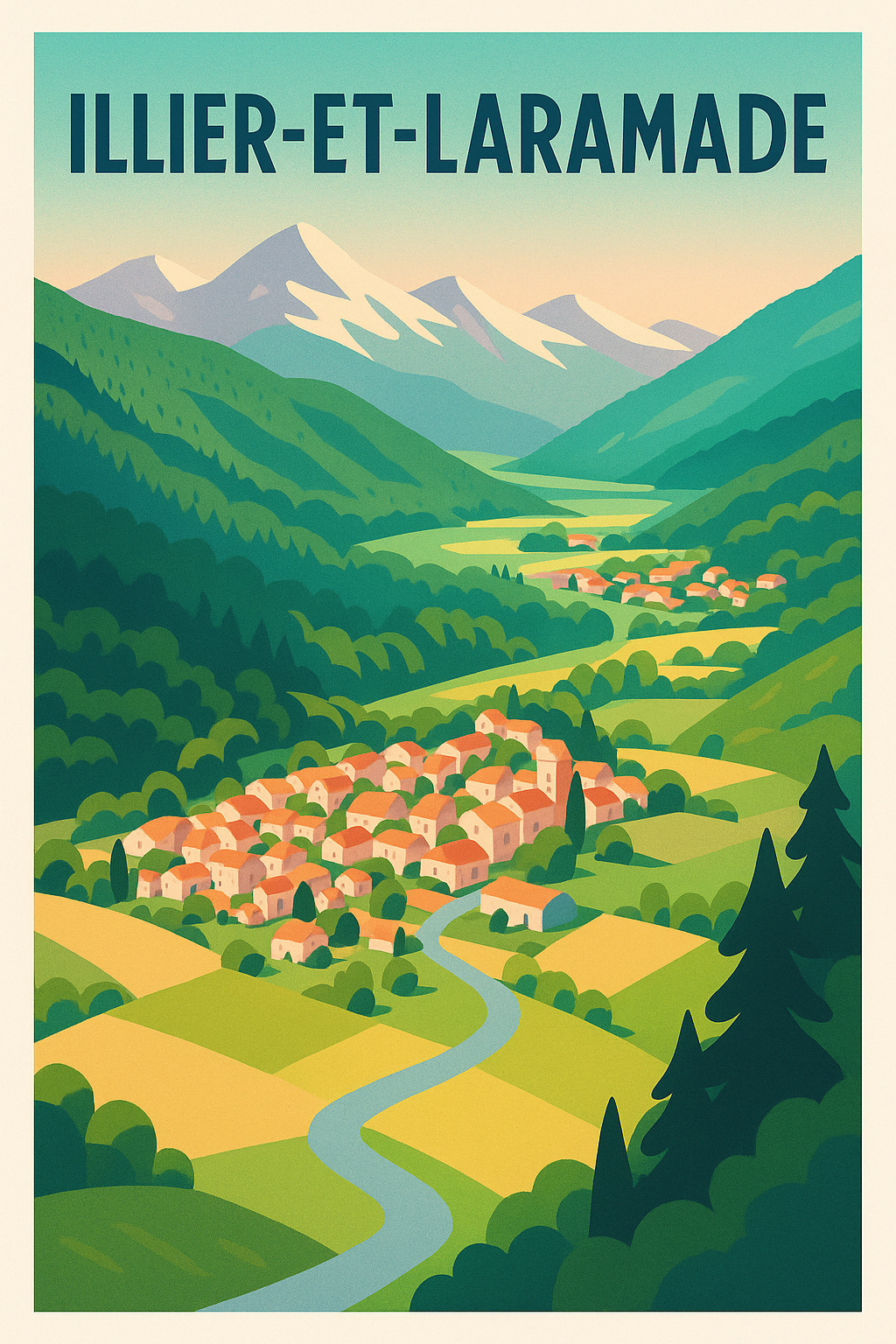 Affiche Illier-et-Laramade — Charme bucolique et paysages verdoyants · poster d'art de Illier-et-Laramade