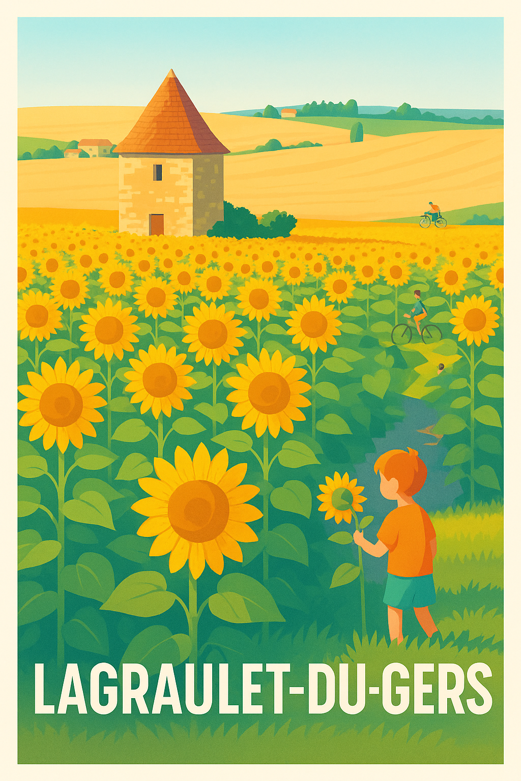 Affiche Lagraulet-du-Gers — L'été ensoleillé au cœur de la campagne · poster d'art de Lagraulet-du-Gers